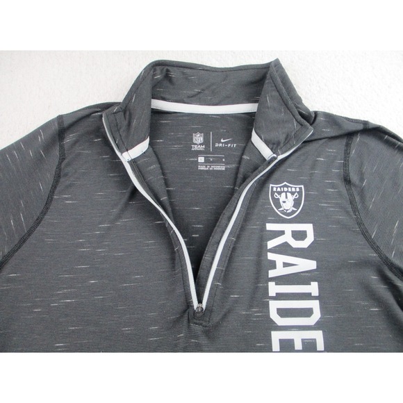 Nike Las Vegas Raiders Sweater Mens L Gray Dri-Fit Pullover 1/4 Zip NFL Football - Picture 3 of 10